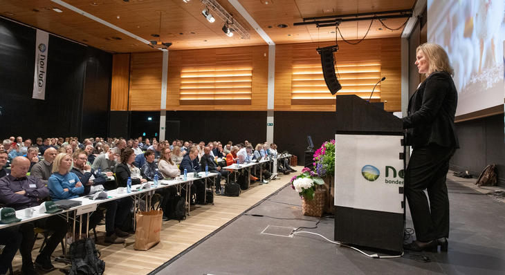 Styreleder Trine Vaag foran årsmøtesalen. Foto: Håvard Simonsen, Faktotum