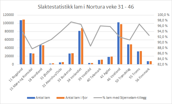 Graf slaktestatistikk lam