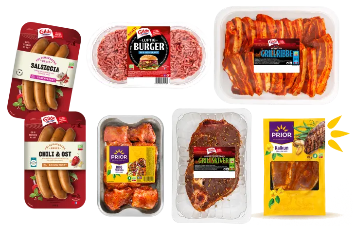 Et lite utvalg fra årets grillsortiment på Gilde og PRIOR Et lite utvalg fra årets grillsortiment på Gilde og PRIOR
